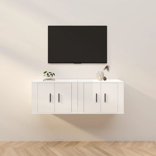 vidaXL 2 db magasfényű fehér fali TV-szekrény 57 x 34,5 x 40 cm