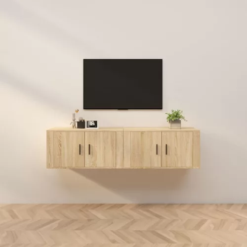 vidaXL 2 db sonoma tölgy színű fali TV-szekrény 80 x 34,5 x 40 cm