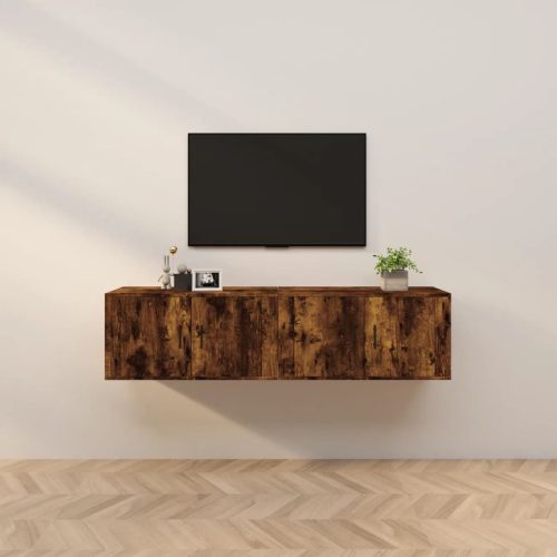 vidaXL 2 db füstös tölgyszínű fali TV-szekrény 80 x 34,5 x 40 cm