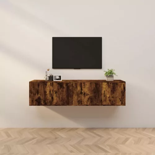 vidaXL 2 db füstös tölgy színű fali TV-szekrény 80 x 34,5 x 40 cm