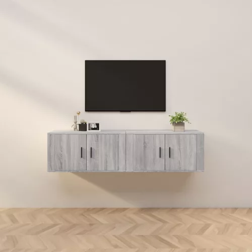 vidaXL 2 db szürke sonoma falra szerelhető TV-szekrény 80x34,5x40 cm