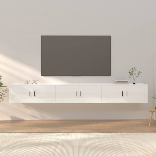 vidaXL 3 db magasfényű fehér fali TV-szekrény 100 x 34,5 x 40 cm