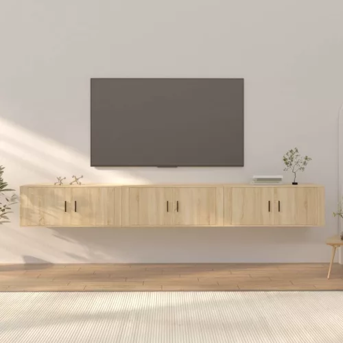 vidaXL 3 db sonoma tölgy színű fali TV-szekrény 100 x 34,5 x 40 cm