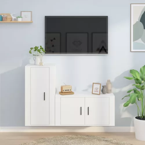 vidaXL 2 részes fehér szerelt fa TV-szekrényszett