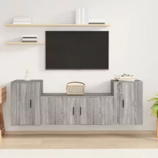   vidaXL 3 részes szürke sonoma színű szerelt fa TV-szekrényszett