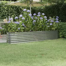   vidaXL ezüstszínű porszórt acél kerti magaságyás 224x40x36 cm