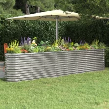   vidaXL ezüstszínű porszórt acél kerti magaságyás 332x40x68 cm