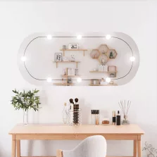vidaXL ovális üveg falitükör LED fényekkel 45 x 100 cm