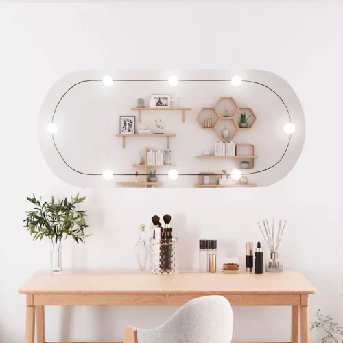 vidaXL ovális üveg falitükör LED fényekkel 45 x 100 cm