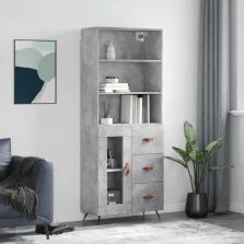   vidaXL betonszürke szerelt fa magasszekrény 69,5 x 34 x 180 cm