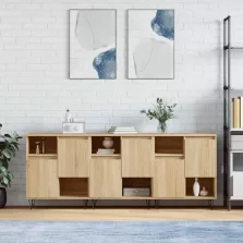   vidaXL 3 db sonoma tölgyszínű szerelt fa tálalószekrény