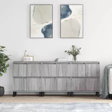   vidaXL 3 db szürke sonoma színű szerelt fa tálalószekrény