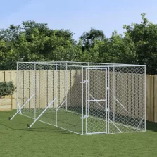   vidaXL ezüstszínű kültéri horganyzott acél kutyakennel 2x6x2 m