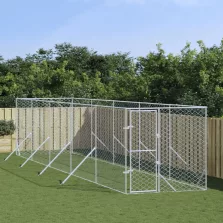   vidaXL ezüstszínű kültéri horganyzott acél kutyakennel 2 x 10 x 2 m