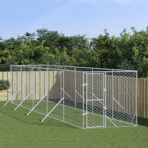 vidaXL ezüstszínű kültéri horganyzott acél kutyakennel 2 x 10 x 2 m