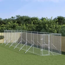   vidaXL ezüstszínű kültéri horganyzott acél kutyakennel 2 x 14 x 2 m