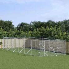  vidaXL ezüstszínű kültéri horganyzott acél kutyakennel 4 x 12 x 2 m