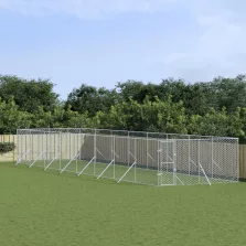   vidaXL ezüstszínű kültéri horganyzott acél kutyakennel 4 x 16 x 2 m