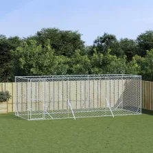   vidaXL ezüstszínű kültéri horganyzott acél kutyakennel 6x2x2 m