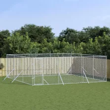   vidaXL ezüstszínű kültéri horganyzott acél kutyakennel 6x6x2 m
