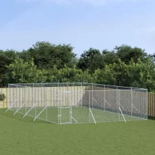   vidaXL ezüstszínű kültéri horganyzott acél kutyakennel 6 x 10 x 2 m