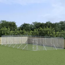   vidaXL ezüstszínű kültéri horganyzott acél kutyakennel 6 x 14 x 2 m