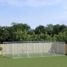   vidaXL ezüstszínű kültéri horganyzott acél kutyakennel 8x4x2 m