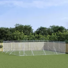   vidaXL ezüstszínű kültéri horganyzott acél kutyakennel 8x8x2 m