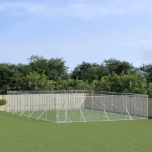   vidaXL ezüstszínű kültéri horganyzott acél kutyakennel 8 x 12 x 2 m