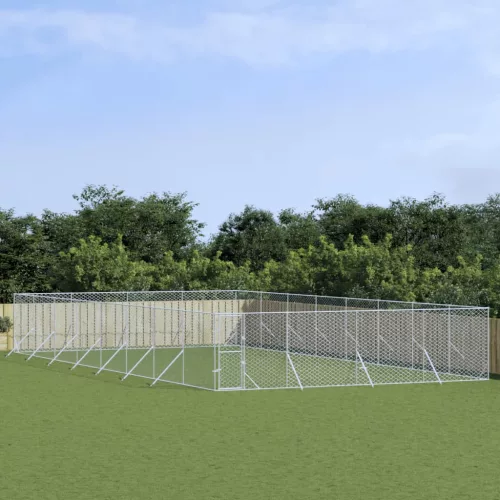 vidaXL ezüstszínű kültéri horganyzott acél kutyakennel 8 x 16 x 2 m