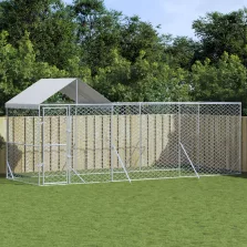   vidaXL ezüstszínű horganyzott acél kutyakennel tetővel 6x2x2,5 m