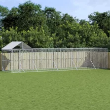   vidaXL ezüstszínű horganyzott acél kutyakennel tetővel 10x2x2,5 m
