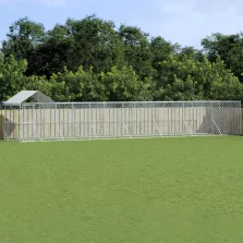   vidaXL ezüstszínű horganyzott acél kutyakennel tetővel 14x2x2,5 m