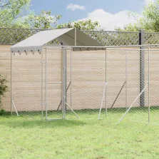   vidaXL ezüstszínű horganyzott acél kutyakennel tetővel 10x6x2,5 m