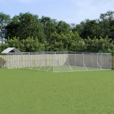   vidaXL ezüstszínű horganyzott acél kutyakennel tetővel 10x8x2,5 m