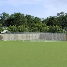   vidaXL ezüstszínű horganyzott acél kutyakennel tetővel 12x12x2,5 m