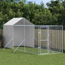   vidaXL ezüstszínű horganyzott acél kutyakennel tetővel 2x6x2,5 m