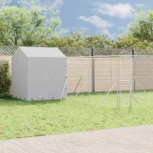   vidaXL ezüstszínű horganyzott acél kutyakennel tetővel 6x6x2,5 m