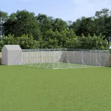   vidaXL ezüstszínű horganyzott acél kutyakennel tetővel 10x10x2,5 m