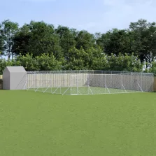   vidaXL ezüstszínű horganyzott acél kutyakennel tetővel 12x12x2,5 m