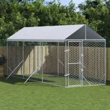   vidaXL ezüstszínű horganyzott acél kutyakennel tetővel 2x6x2,5 m