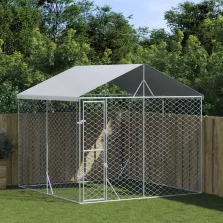   vidaXL ezüstszínű horganyzott acél kutyakennel tetővel 3x3x2,5 m