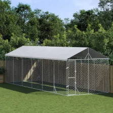   vidaXL ezüstszínű horganyzott acél kutyakennel tetővel 3x9x2,5 m