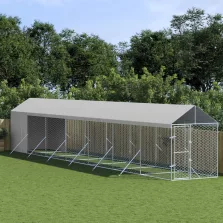   vidaXL ezüstszínű horganyzott acél kutyakennel tetővel 2x14x2,5 m