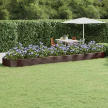   vidaXL barna horganyzott acél kerti magaságyás 600x140x36 cm