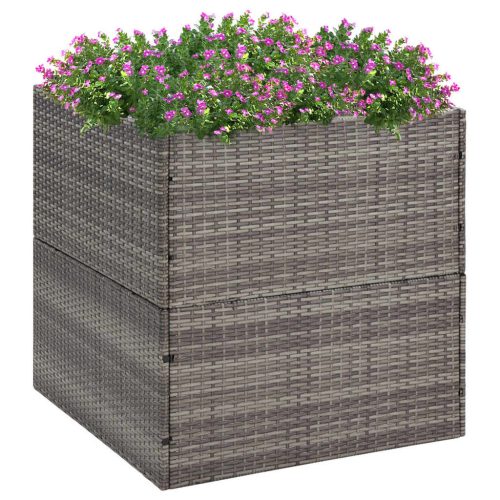 vidaXL szürke polyrattan kerti ültetőláda 80x80x80 cm