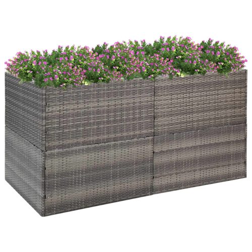 vidaXL szürke polyrattan kerti ültetőláda 157x80x80 cm