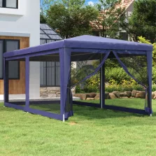   vidaXL kék HDPE rendezvénysátor 6 hálós oldalfallal 3 x 6 m