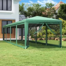   vidaXL zöld HDPE rendezvénysátor 10 hálós oldalfallal 3x12 m