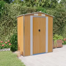   vidaXL világosbarna horganyzott acél kerti fészer 192x108x223 cm